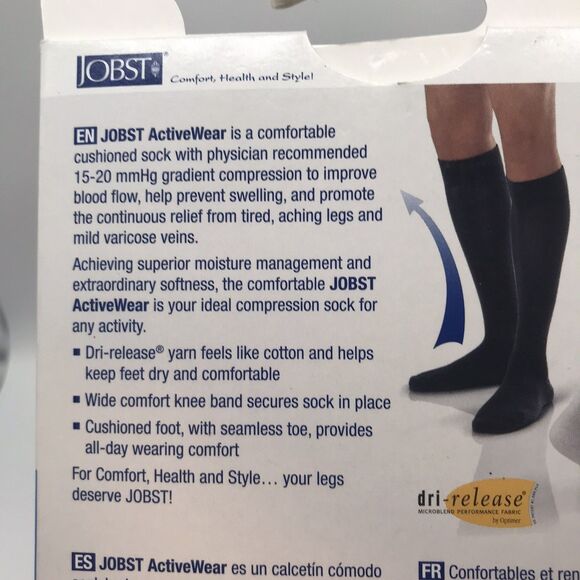 Jobst Medical Activewear Knee High Compression Socks 15-20 mmHg Small Cool White - Picture 8 of 8